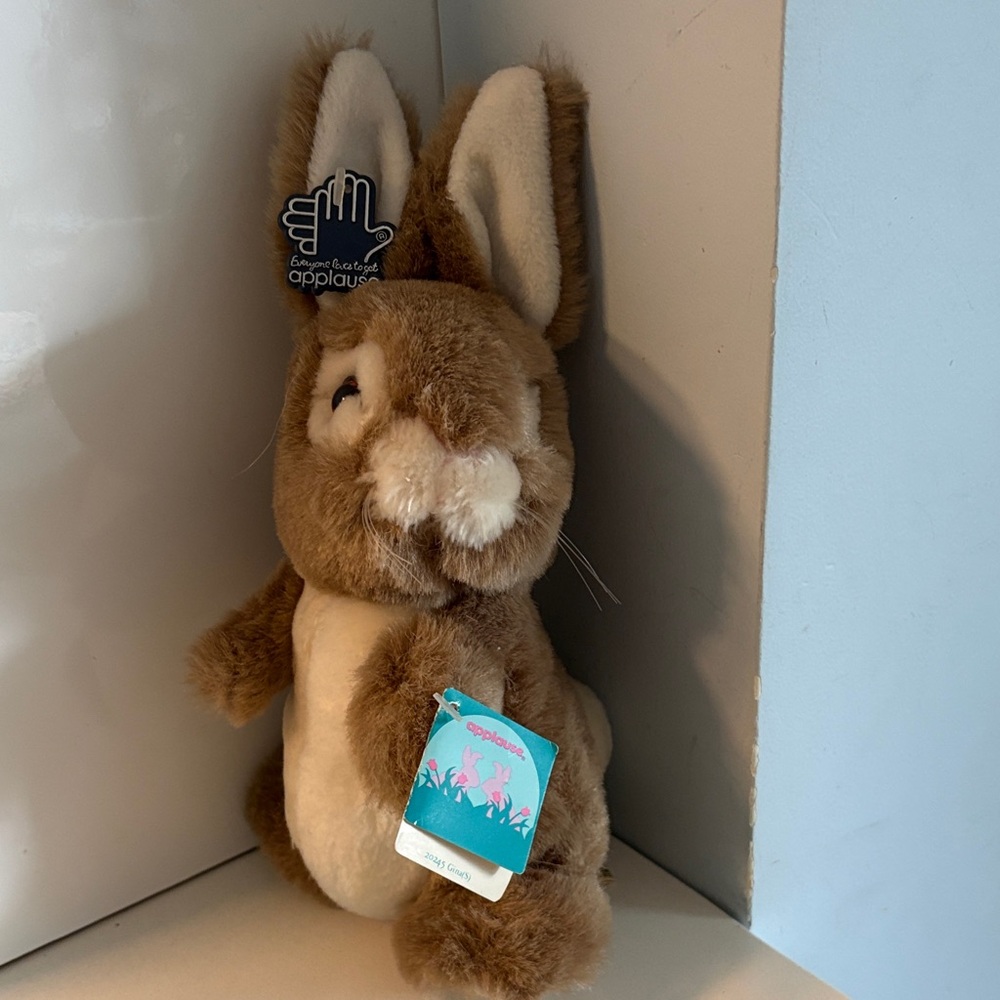 Vintage 1987 NWT Applause Brown and White Bunny Plush